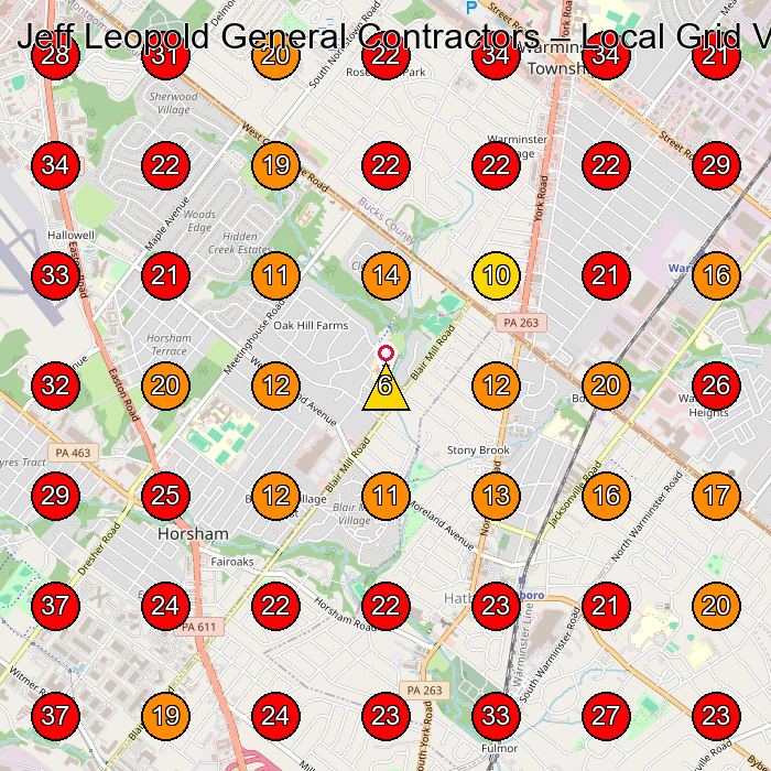 Jeff Leopold General Contractors GeoGrid visibility map for Flooring Contractor in Warrington